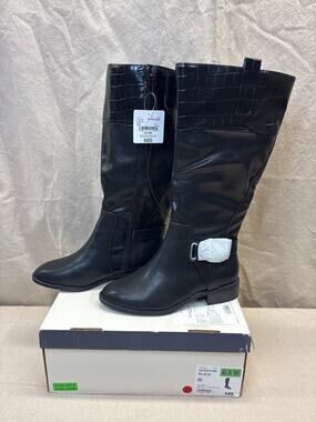 St. John's Bay Roslyn Riding Boot Black Womens Size 6.5 W